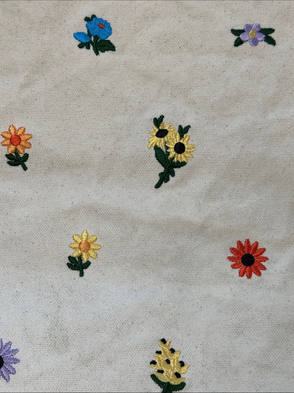 BAGGU Duck Bag Recycled Cotton Canvas Embroidered Ditsy Floral Tote Bag Cream - Picture 3 of 13